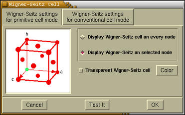 Wigner-Seitz Cell Settings window #2