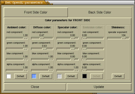 Isosurface color parameters