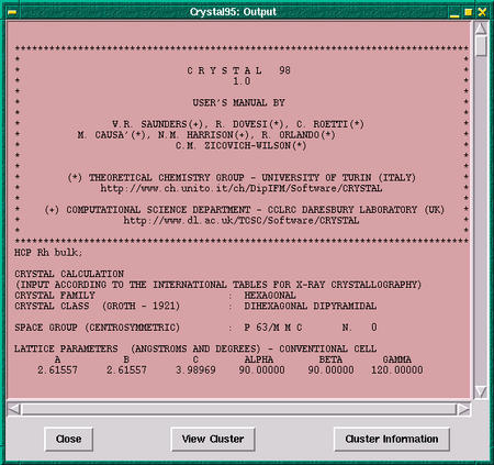 CRYSTAL output