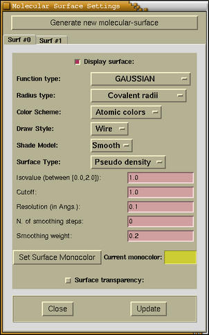 Molecular Surface Settings